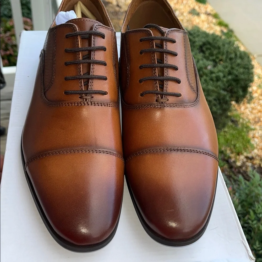 ALDO NEW Men's Albeck Classic Cognac Leather Men's Oxford Shoes, Men’s Size 9.5